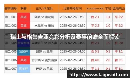 瑞士与格鲁吉亚竞彩分析及赛事前瞻全面解读